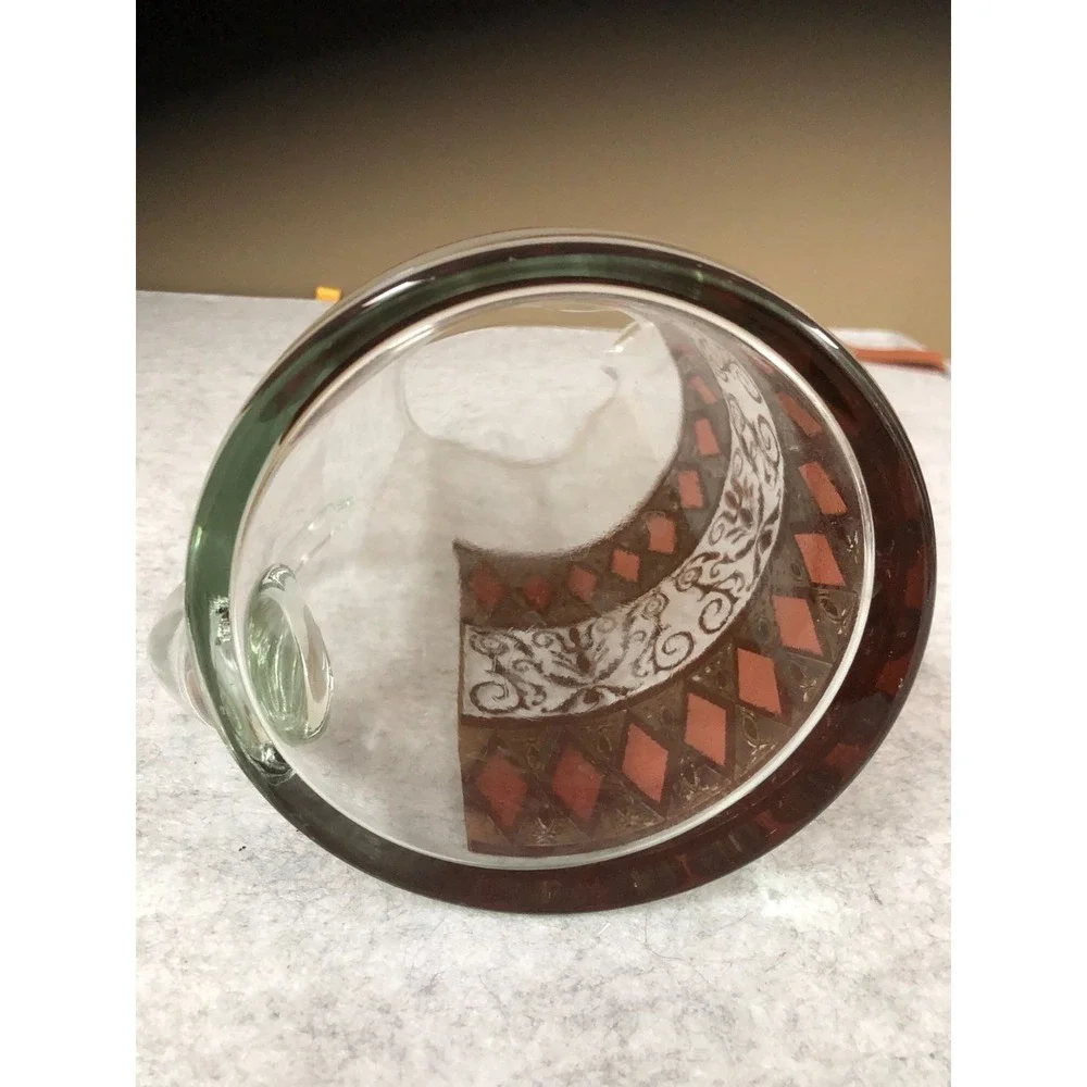 Vintage West Virginia Glass Co Rainier Pitcher 22K Gold Cranberry Diamond MCM